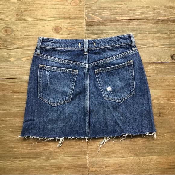Like New Free People Denim A-Line Mini Skirt in Dark Denim - Picture 6 of 11